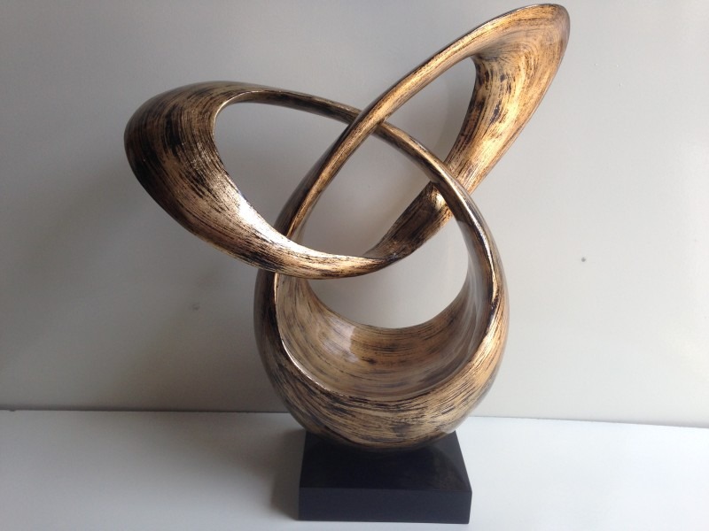 HT3604 Silver leaf orbit contemporary sculpture