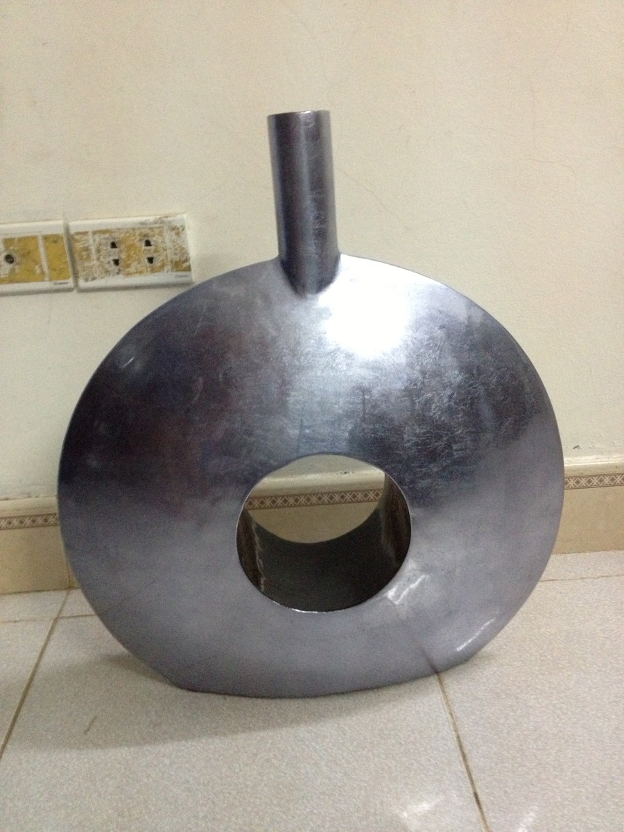 HT6096 polyresin metallic lacquer halo vases